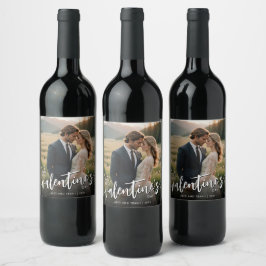 Personalisiertes Foto Modernes Erstes Valentinstag Weinetikett