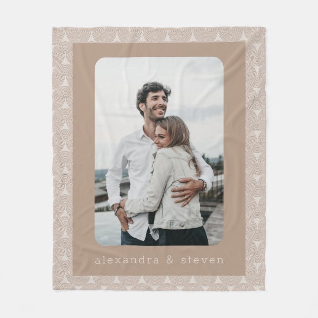 Personalisiertes Foto Modernes Taupe Brown einziga Fleecedecke (Vorderseite)