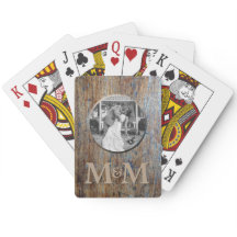 Personalisiertes Foto Monogram Rustic Wood Wedding
