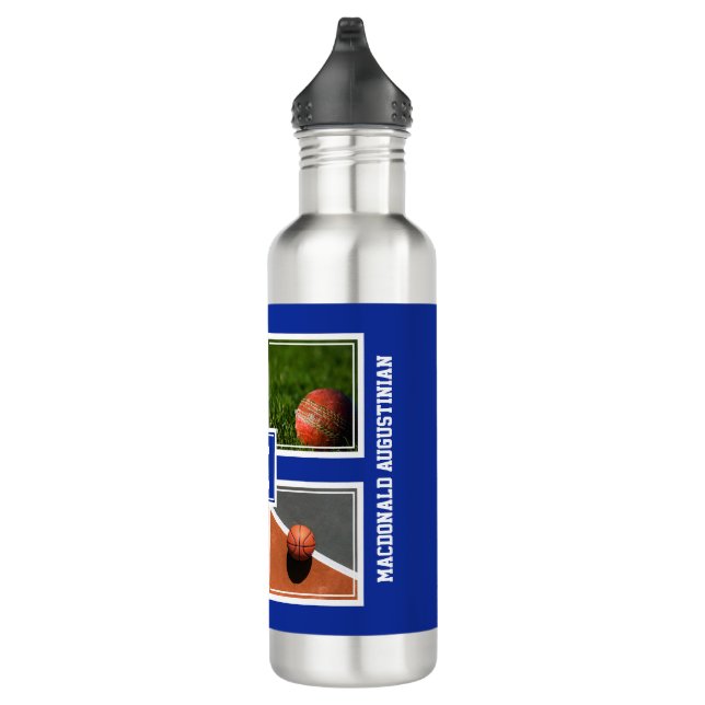 Personalisiertes Foto Monogram SPORN Edelstahlflasche (Rechts)