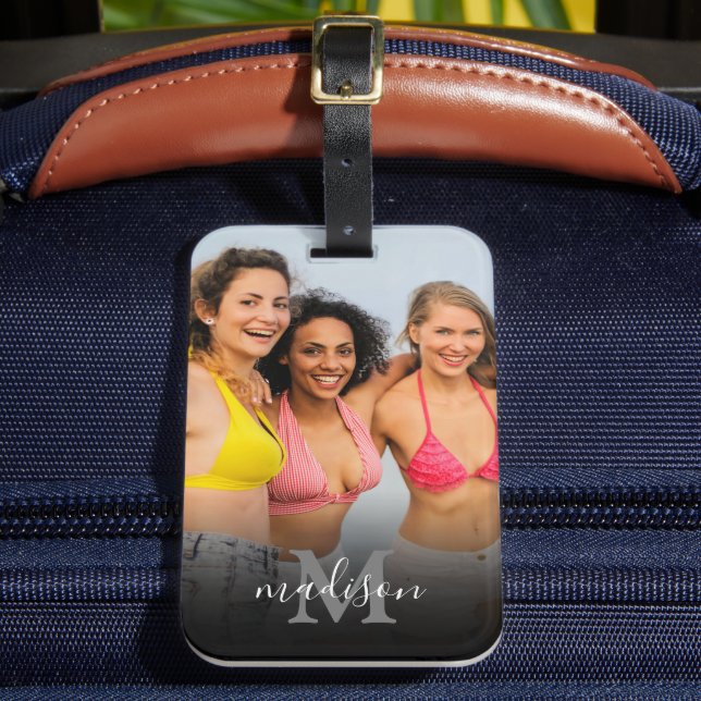 Personalisiertes Foto Monogramm Namensbeutel Gepäckanhänger (Vorderseite Insitu 2)