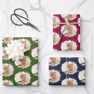 Personalisiertes Foto-Muster für süße Katzenliebha Geschenkpapier Set