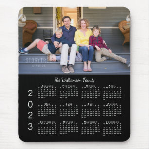 Personalisiertes Foto Name Black 2023 Kalender Mousepad