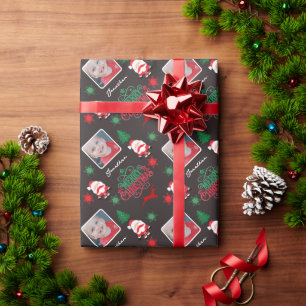Personalisiertes Foto Name Frohe Weihnachten Geschenkpapier