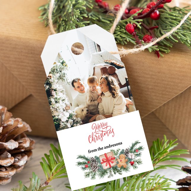 Personalisiertes Foto & Name niedliche Weihnachten Geschenkanhänger (Von Creator hochgeladen)