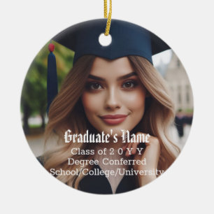 Personalisiertes Foto, Name und Abschluss Keramik Ornament