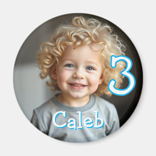 Personalisiertes Foto, Name und Alter Kühlschrank Magnet