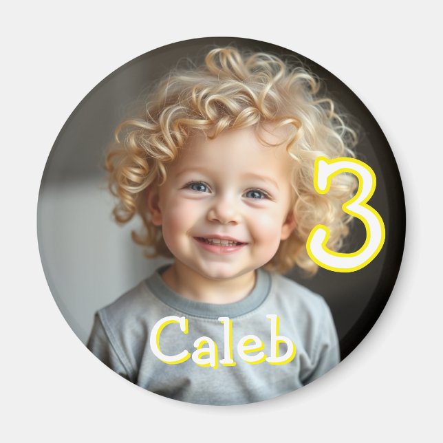 Personalisiertes Foto, Name und Alter Kühlschrank Magnet (Vorne)