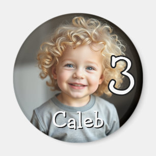 Personalisiertes Foto, Name und Alter Kühlschrank Magnet