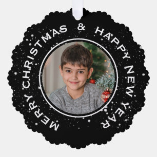 PERSONALISIERTES FOTO, NUR WEIHNACHTEN, GLÜCKLICH  ORNAMENT KARTE