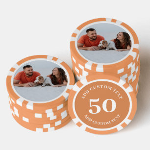 Personalisiertes Foto Orange 50-Wert-Spiel Pokerchips