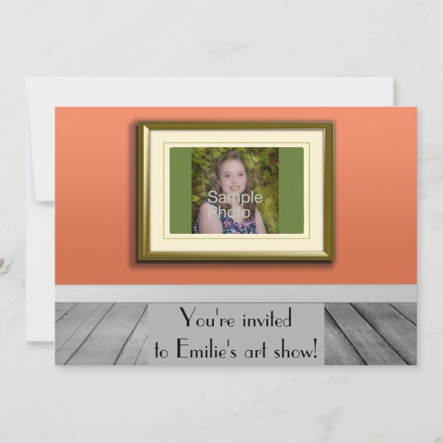 Personalisiertes Foto Orange Foto Frame Art Show Einladung (Vorderseite)