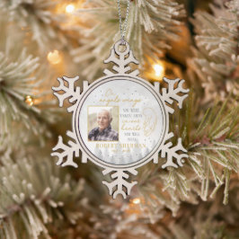 Personalisiertes Foto-Ornament mit Engelsflügeln Schneeflocken Zinn-Ornament