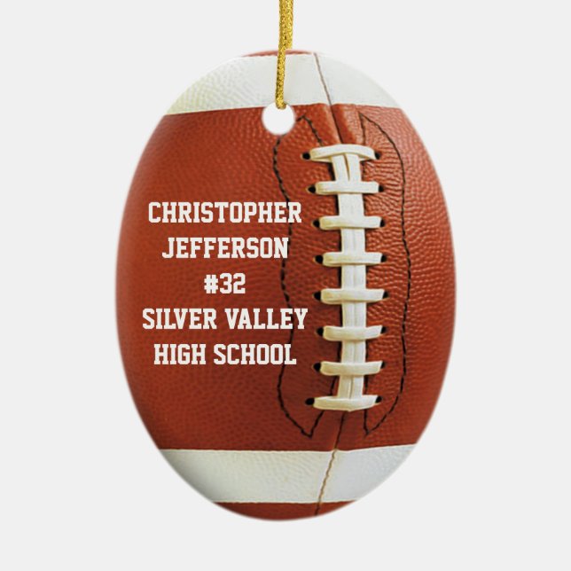 Personalisiertes Foto Oval Football Sports Ornamen Keramikornament (Vorne)
