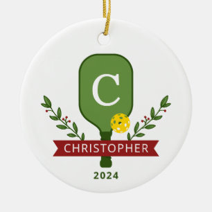 Personalisiertes Foto-Pickleball-Weihnachtsornamen Keramik Ornament