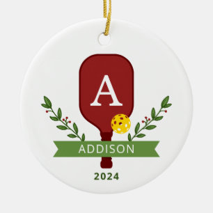 Personalisiertes Foto-Pickleball-Weihnachtsornamen Keramik Ornament