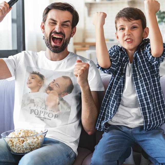 Personalisiertes Foto POPPOP Vatertag T-Shirt (Von Creator hochgeladen)