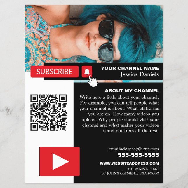 Personalisiertes Foto & QR Code, Youtube - Vlogger Flyer (Vorne)