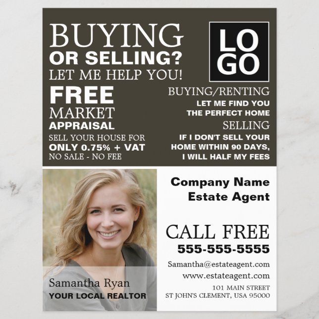 Personalisiertes Foto, Realtor, Anwesen Agent Flyer (Vorne)