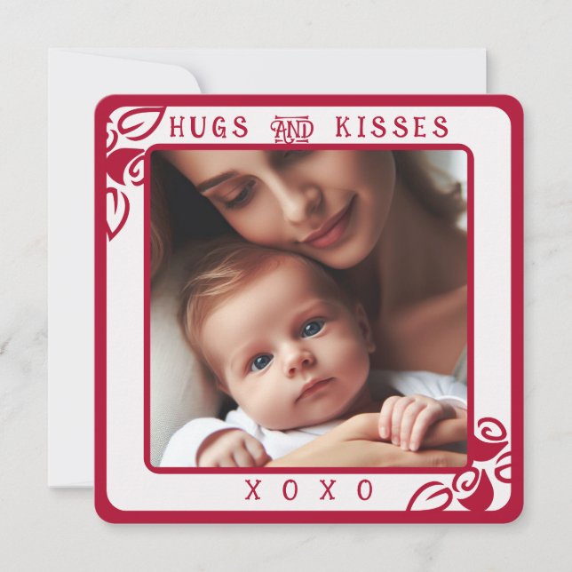 Personalisiertes Foto Red Floral Hugs und Kisses X (Vorderseite)