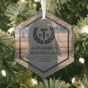 Personalisiertes Foto RN Nursing School Abschluss Ornament Aus Glas