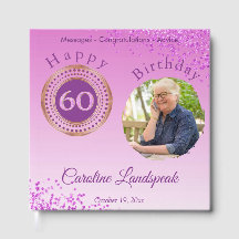 Personalisiertes Foto Rosa Glitzer, 60. Geburtstag