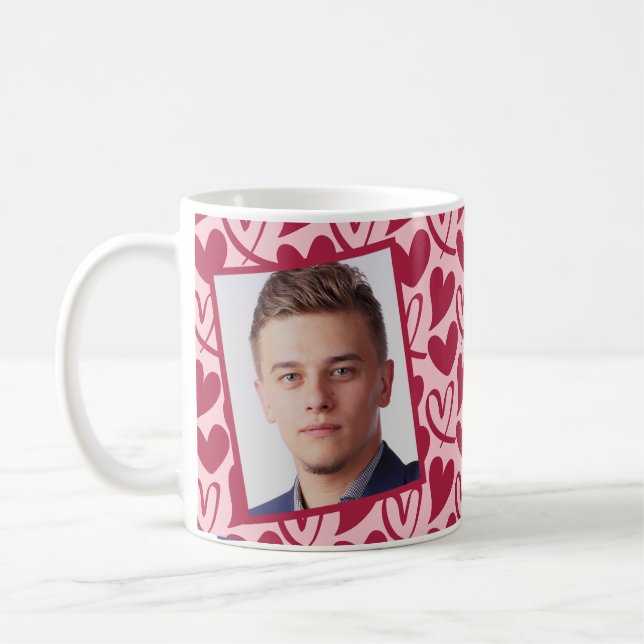 Personalisiertes Foto Rosa Herz Kaffeetasse (Links)