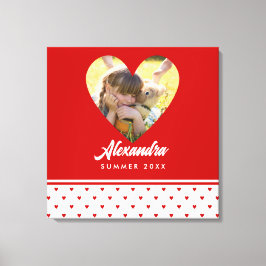 Personalisiertes Foto Rotes Herz Rahmen Modern Geb Leinwanddruck