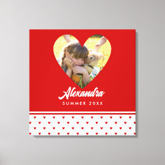 Personalisiertes Foto Rotes Herz Rahmen Modern Geb Leinwanddruck