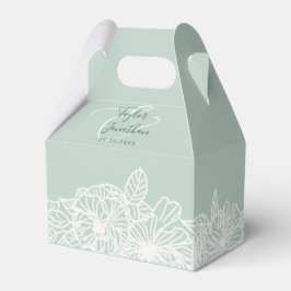 Personalisiertes Foto Sage Green Blume Chic Hochze Geschenkschachtel