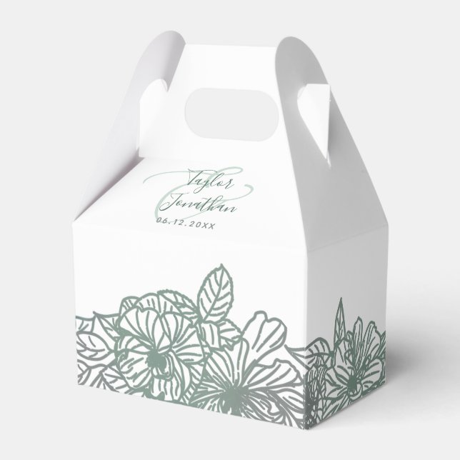 Personalisiertes Foto Sage Green Blume Nice Weddin Geschenkschachtel (Vorderseite)