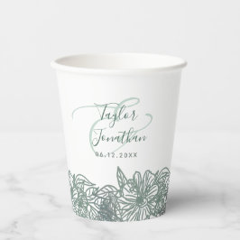Personalisiertes Foto Sage Green Blume Nice Weddin Pappbecher