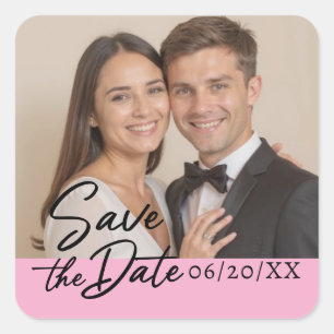 Personalisiertes Foto Save the Date Quadratischer Aufkleber