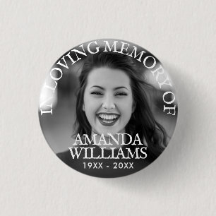 Personalisiertes Foto Schwarz-Weiß-Gedenkmal Button
