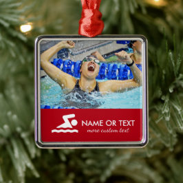 Personalisiertes Foto Schwimmer Name Weihnachten Ornament Aus Metall