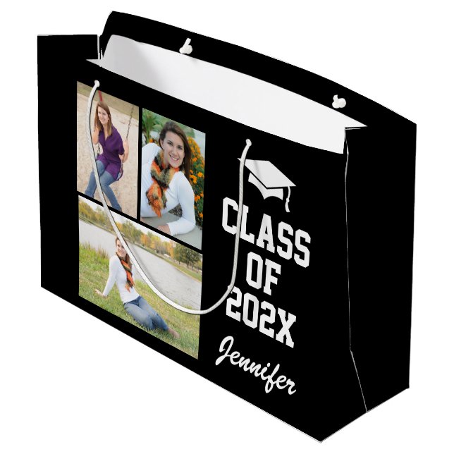 Personalisiertes Foto Senior Class 2021 Große Geschenktüte (Rückseite Schrägansicht)