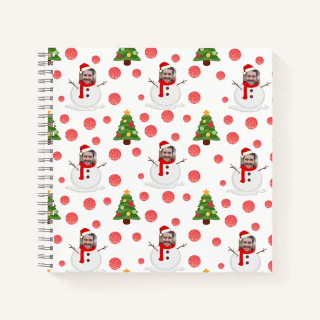 Personalisiertes Foto Snowman Weihnachten Gästebuc Notizbuch (Vorderseite)