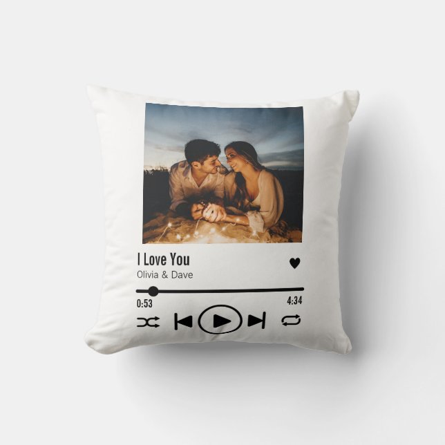Personalisiertes Foto Song Playlist Kissen (Vorderseite)