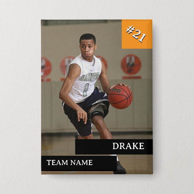 Personalisiertes Foto Sports Basketball Player Ora Button (Vorderseite)