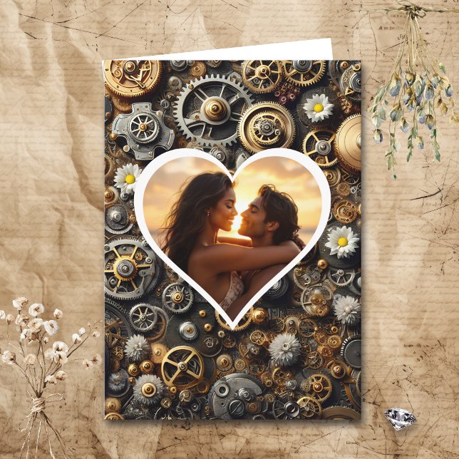 Personalisiertes Foto Steampunk Happy Jubiläum Karte (Von Creator hochgeladen)