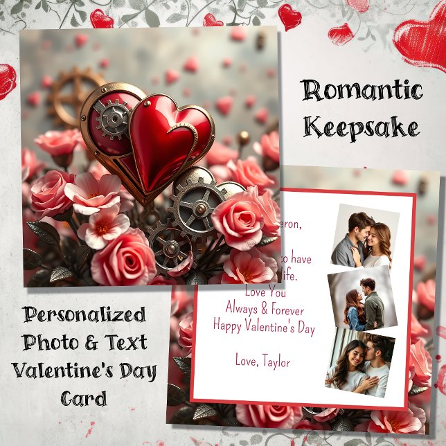 Personalisiertes Foto | Steampunk-Valentinstag Karte (Von Creator hochgeladen)