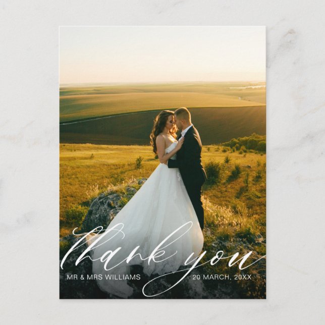 personalisiertes Foto stilvolle Hochzeit danke Postkarte (Vorderseite)