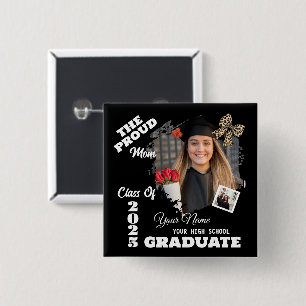 Personalisiertes Foto, stolze Mama eines Absolvent Button