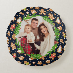 Personalisiertes Foto Süßer Lebkuchen-Weihnachten  Rundes Kissen