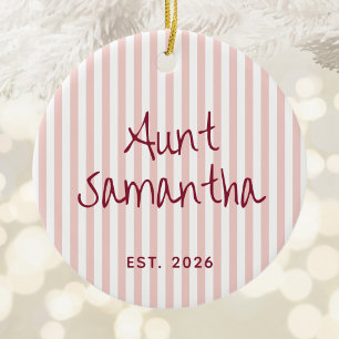 Personalisiertes Foto Tante Est. Jahr Blush Streif Keramik Ornament