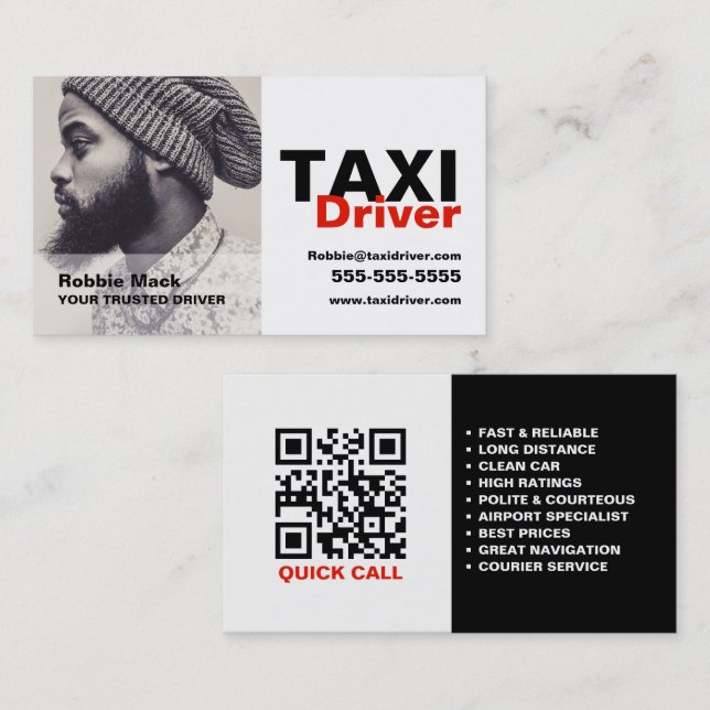 Personalisiertes Foto, Taxifahrer Visitenkarte (Vorne/Hinten)