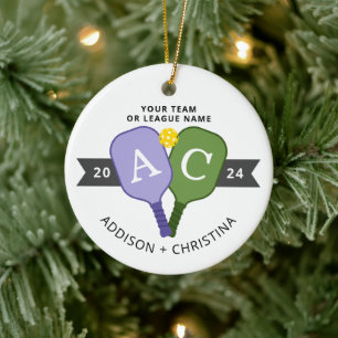 Personalisiertes Foto Team Spieler Pickleball Orna Keramik Ornament