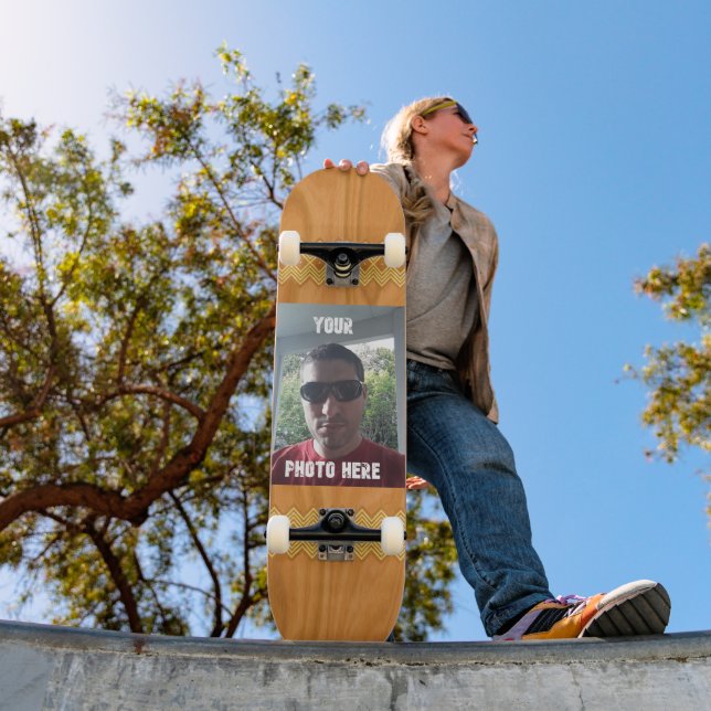 Personalisiertes Foto-/Textholzmuster Skateboard (Außenbereich 1)