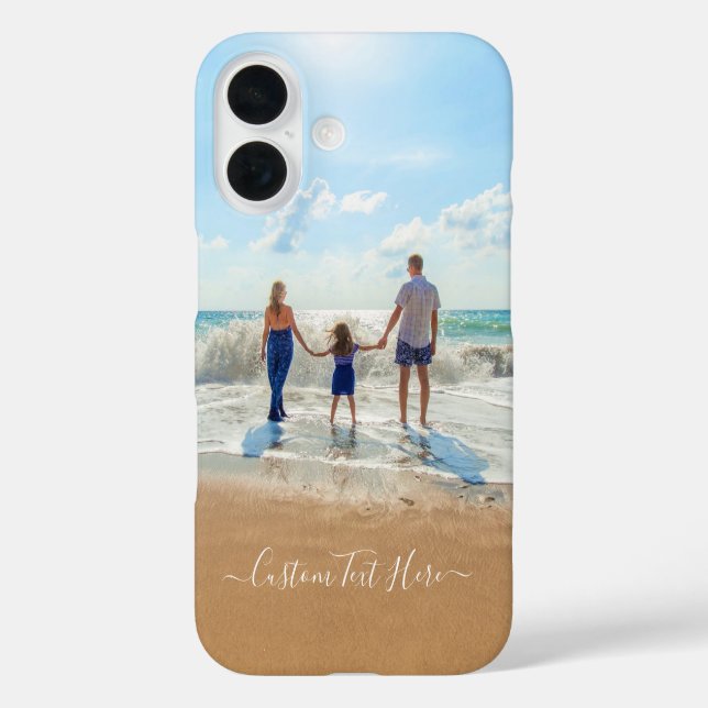 Personalisiertes Foto und benutzerdefinierter Text iPhone 16 Hülle (Rückseite)