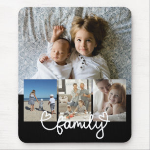 Personalisiertes Foto und Familientext mit Herz Mousepad